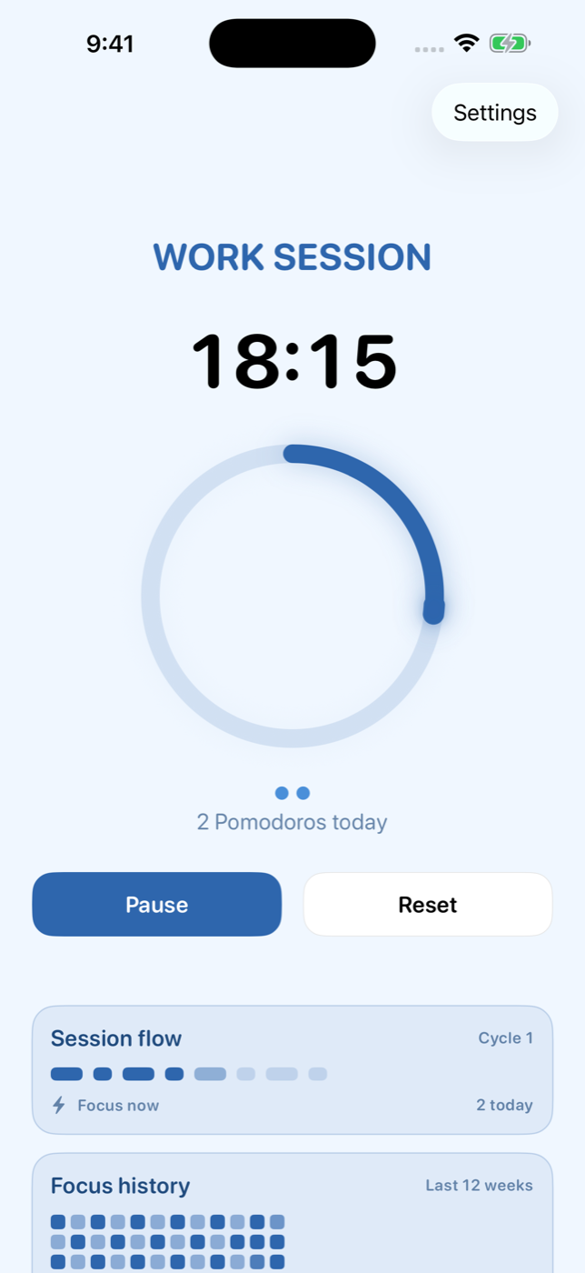 Pomodoro by Elsa focus timer on iPhone