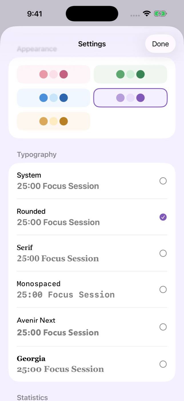 Pomodoro by Elsa palette and typography choices