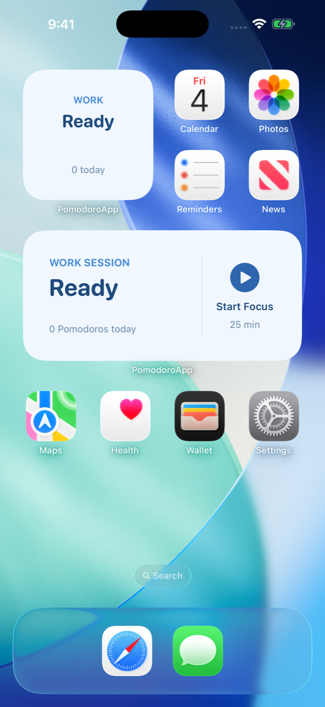 Pomodoro by Elsa small and medium Home Screen widgets